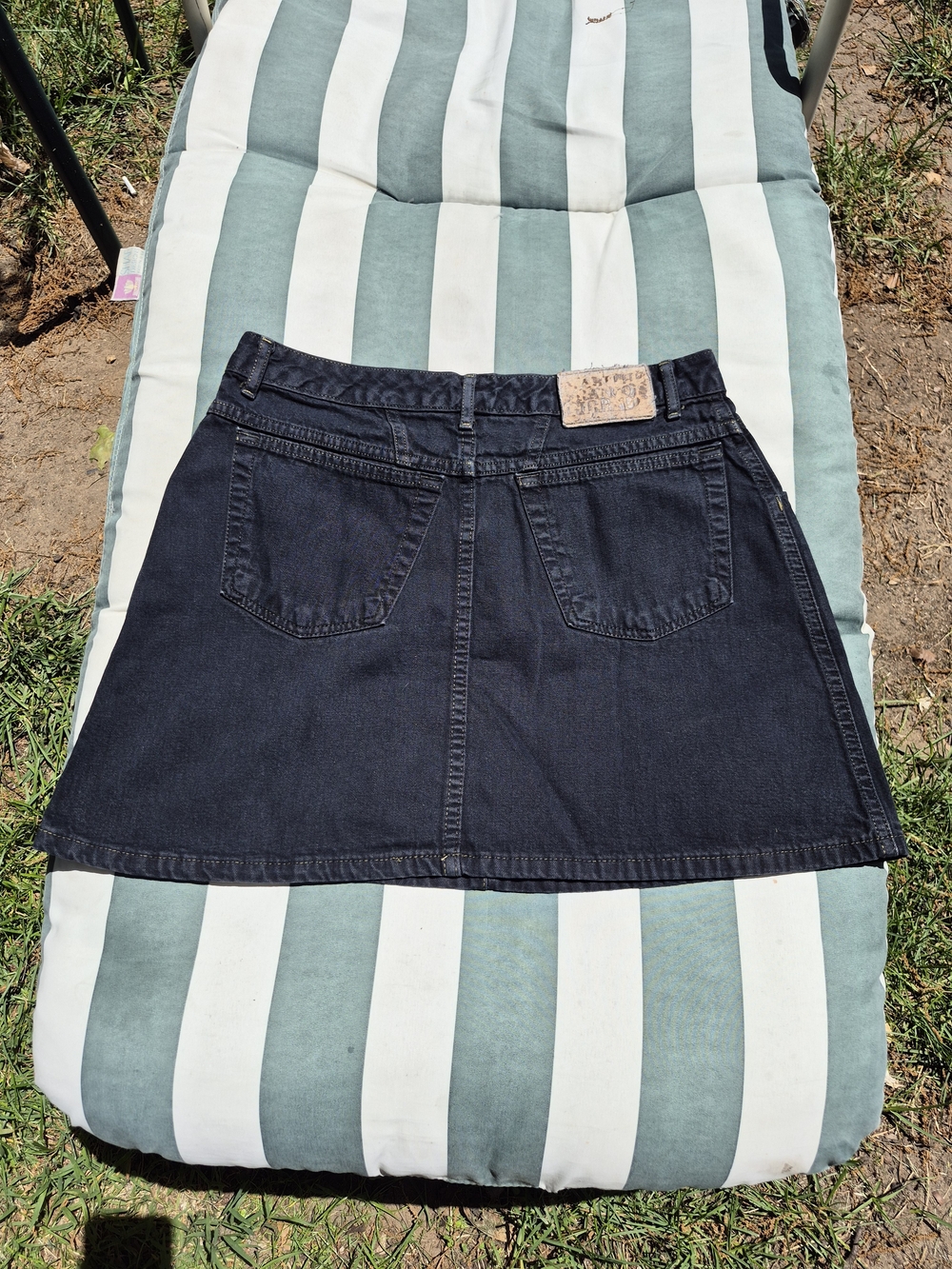 VINTAGE 90's MARITHE' FRANCOIS GIRBAUD BLK Denim Button-Front A-Line Skirt-9/10 - Picture 2 of 13